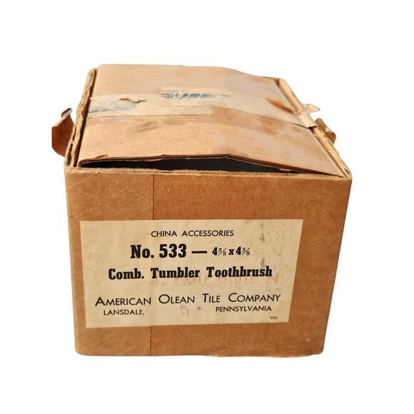 Vintage American Olean Tile Tumbler Toothbrush Cup Holder Ceramic Wall Mount - Picture 9 of 10